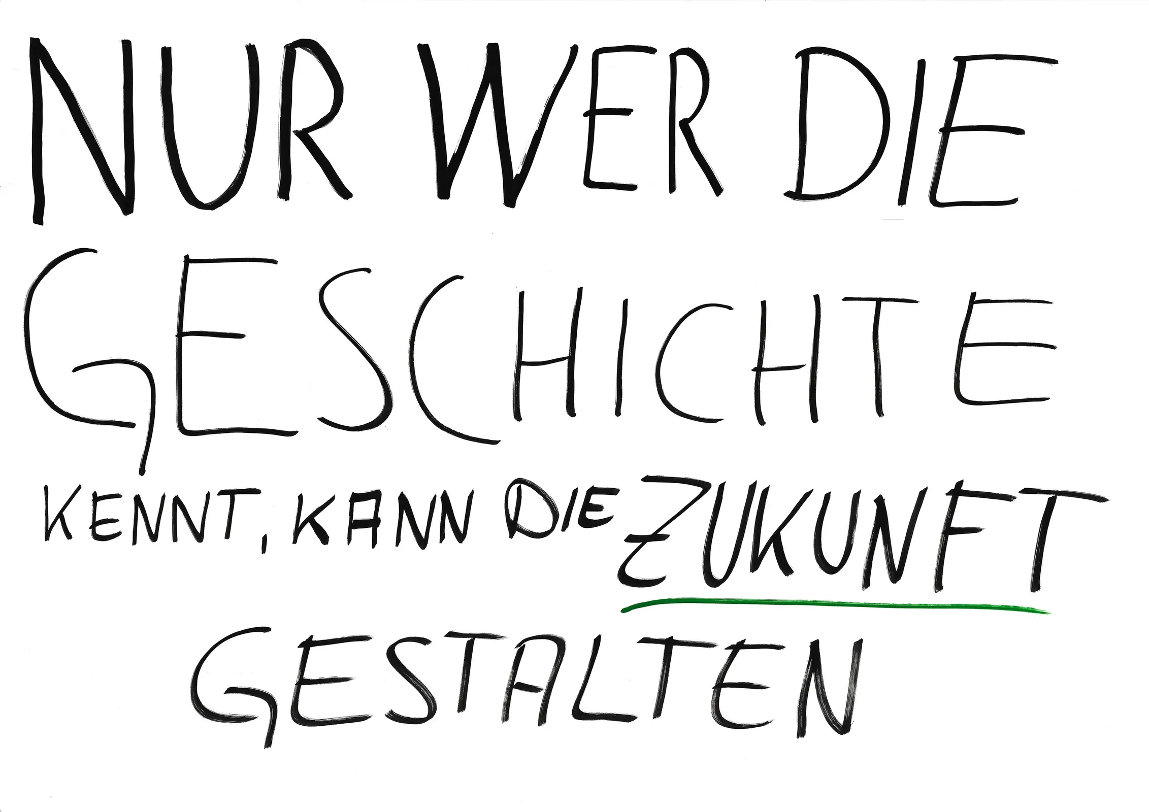 Plakat mit der Aufschrift: Nur wer die Geschichte kennt, kann die Zukunft gestalten.